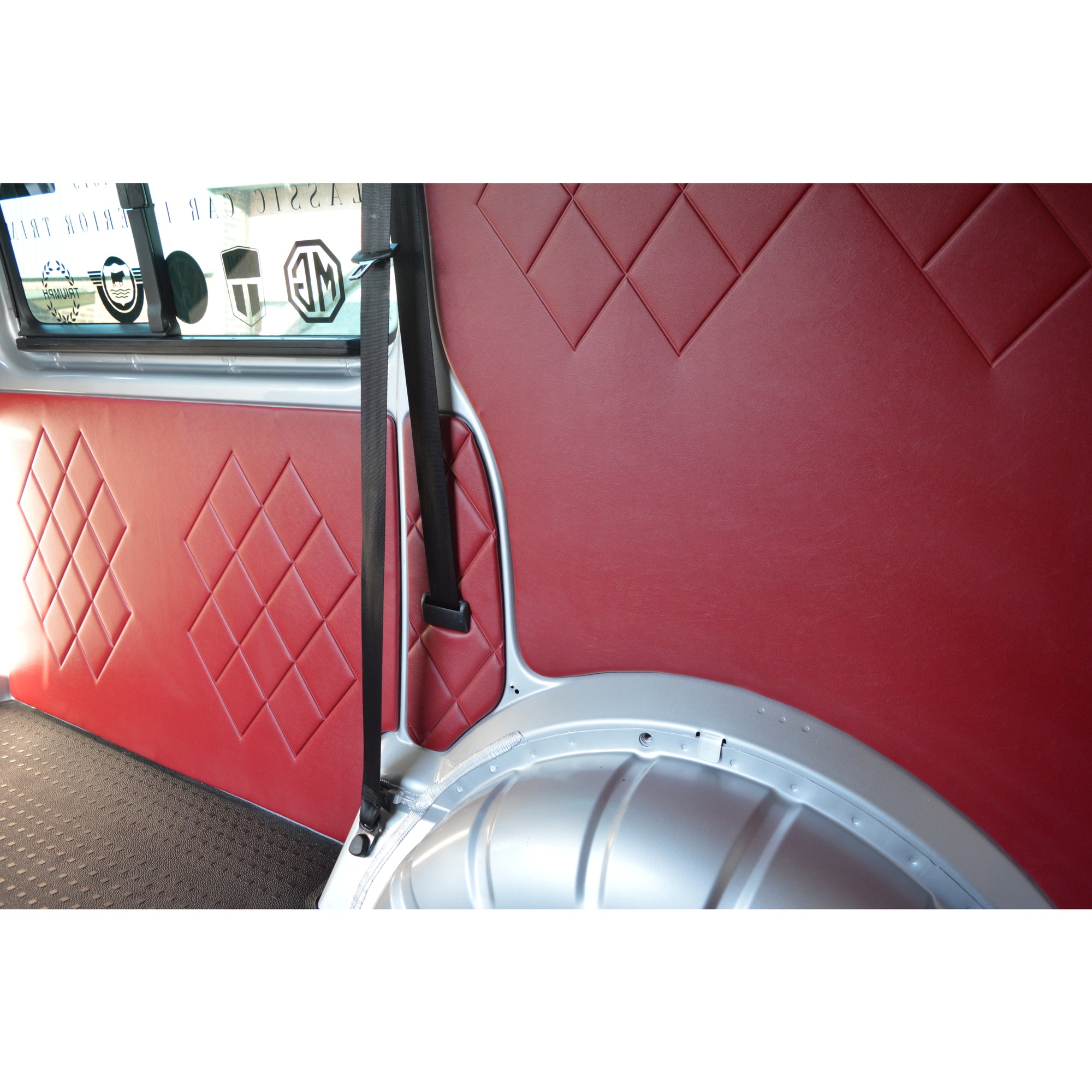 T5 T6 VW VOLKSWAGEN FILLET SEATBELT SEAT BELT PANELS LEFT HAND SIDE DOOR VINYL DIAMOND EMBOSSED BOARDS CONVERSION UPGRADE TRANSPORTER